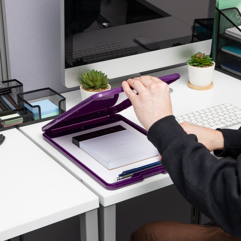 Mind Reader Clipboard with Storage, Teacher, Nursing Clipboard, Plastic, 9.25"L x 13.25"W x 1"H, Set of 6, Assorted Colors - Image 2